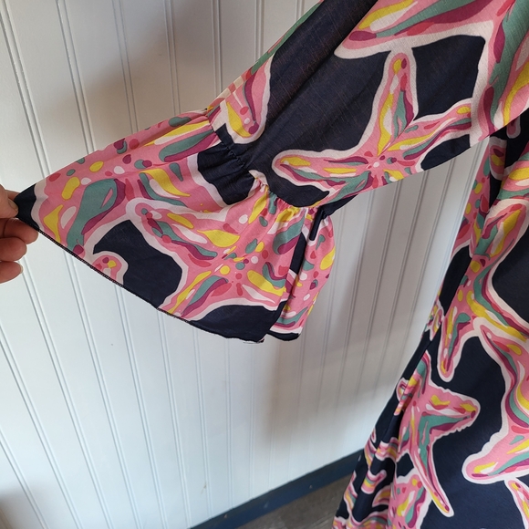 Simply Southern Pink and Blue Savanna Starfish Tassel Dress XL - Picture 5 of 6